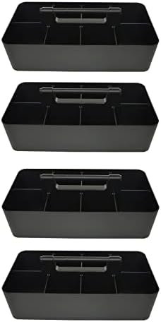 -Large Portable Caddy, DIY Dividers, 8 Compartments, School Office Supplies Home Business Organizer,Portable Basket with Handle Storage Organizer Modern Made in USA (4 PACK, Black) - Image 2