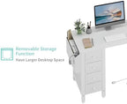 Lufeiya White L Shaped Computer Desk with Drawers & Storage Shelves, 47 Inch Corner Reversible Desk with Power Outlet for Home Office Bedroom, L-Shaped Teen PC Desks with Fabric Drawer, White - Image 7