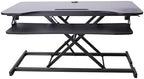 Rocelco 43" Height Adjustable Standing Desk Converter with Premium Dual Monitor Arm Mount - Tall Stand Up Tabletop Riser and Tablet Slot - Computer Workstation - Keyboard Tray - Black (R VADRB-43-MA2) - Image 5