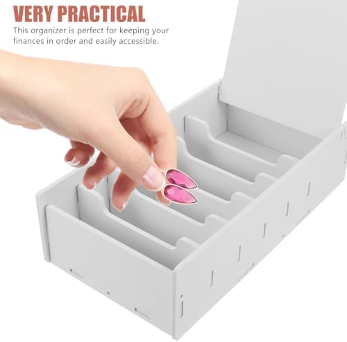 SEWACC Coin Box Cash Holder Money Storage Stand Multiple Compartment Storage Tray Currency till Desktop Holder Money Tray Desktop Receipt Organizer Phone Containers Classroom - Image 4