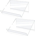 Kamehame Book Stands for Display, 2 Pack Slightly Elevated Clear Acrylic Book Display Stand with 1.5" Ledge, Book Easel Anti-slip Border for Handwriting Reading Art and Laptop, 12"x8.5"x5.1" by Kamehame