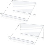 Kamehame Book Stands for Display, 2 Pack Slightly Elevated Clear Acrylic Book Display Stand with 1.5" Ledge, Book Easel Anti-slip Border for Handwriting Reading Art and Laptop, 12"x8.5"x5.1" by Kamehame