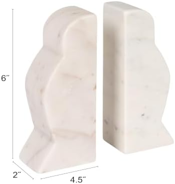 Creative Co-Op Decorative Marble Wave Bookends, Mottled White - Image 2