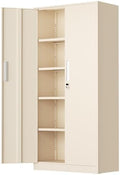 INTERGREAT Tall Metal Storage Cabinet, 72" Locking Steel Cabinet with Door and Shelves, Utility Cabinets for Office, Garage,Home,(Gray) by INTERGREAT