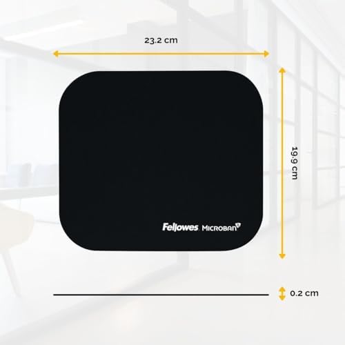Fellowes Mouse Mat with Non-Slip Rubber Base - Mouse Pad with Antibacterial Protection - Suitable for Both Optical and Laser Mice - 199 x 232 x 2mm - Black - Image 5
