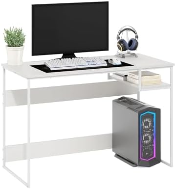 Furinno Moretti 45-Inch Wide Metal Frame Desk, Solid White by Furinno-FitsYourSpaceFitsYourBudget
