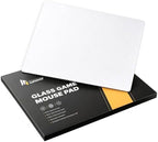 Glass Gaming Mouse Pad, 5.0 Nano Etched Surface, Custom PU Non Slip Base, Esports Level Speed & Precision, Tempered Glass, Waterproof & Durable, 490mm*420mm Large Size for FPS Gaming (White) by Unknown