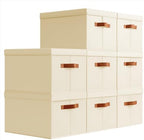 Homsorout Storage Bins with Lids - Large Fabric Closet Bins with Lid, 8 Pack Clothes Organizers and Storage, Collapsible Stackable Cube Basket for Home, Office, Dorm, Beige by Homsorout