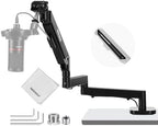 NEEWER MS002 Low Profile Desk Mic Boom Arm Stand with 360° Swivel Adjustable Pneumatic Damping Cable Management Cleaning Cloth, Desktop Mount Holder Compatible with Shure MV7 SM7B Blue Yeti Microphone by Neewer