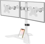 MOUNT PRO Dual Monitor Stand, Free-Standing Full Motion Monitor Desk Mount Fits 2 Screens up to 27 inches,17.6lbs with Height Adjustable, Swivel, Tilt, Rotation, VESA 75x75 100x100,White by MOUNTPRO