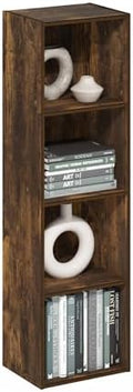 Furinno PASIR Book Shelf, 4-Tier Modern Bookshelf, Open Shelves Bookcase 9 x 12 x 42, Easy Assembly, for Living Room, Bedroom, Home Office, Amber Pine by Furinno-FitsYourSpaceFitsYourBudget