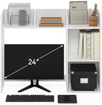Furinno Classic Desk Shelf, 5-Shelf Desktop Hutch, Book Shelf, 3-Tier Desk Organzier, for Office Supplies, Office Desk Accessories, for Home Office, College, Dorm, White - Image 5
