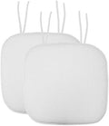 Sweet Home Collection Chair Cushion Memory Foam Pads with Ties Honeycomb Pattern Slip Non Skid Rubber Back Rounded Square 16" x 16" Seat Cover, 2 Pack, White by SweetHomeCollection