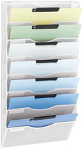 EASEPRES 8 Pocket Mesh Hanging Wall File Organizer, Wall Mounted Mail Paper Document Folder Holder, Clipboard Storage Organization Magazine Rack with Nametag Label for Office Home School, White by EASEPRES