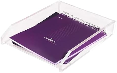 Kantek Clear Acrylic Large Letter Tray, Stackable Desk Organizer, Front Loading, 10.6" x 13.9" x 2.5", Non-Skid Feet, Office Organizer, Desk Accessory - Image 2