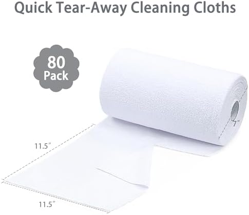 Greenfound Microfiber Cleaning Cloth Roll -80 Pack, 11.5x11.5, Tear Away Towels, Reusable and Washable Rags, White - Image 2