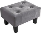 Poofzy Small Foot Stool Ottoman, Velvet Ottoman Foot Rest with Legs, Rectangle Foolstool Ottomans for Couch, Ottoman Foot Stools for Living Room Entryway (Gray), Grey by Poofzy