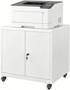 23.6" H Locking Printer Stand with Storage Cabinet & Wheels by Unknown