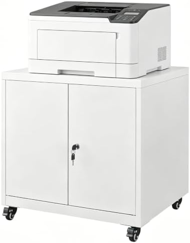 23.6" H Locking Printer Stand with Storage Cabinet & Wheels by Unknown