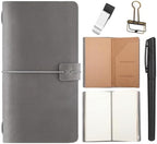 Thenshop Traveling Refillable Leather Journal Notebook, Gray, Stand Size by Thenshop