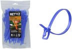 RETYZ 6-Inch Blue Reusable Releasable Cable Ties – 100 Pack, 50 lb Strength, Patented Quick-Release, Tool-Free Design for Home, Office, and Light Industrial Use by RETYZ