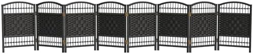 Red Lantern 2 ft. Short Fiber Weave Folding Screen - Black - 8 Panels by RedLantern
