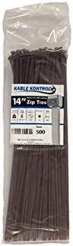 Kable Kontrol Cable Zip Ties, 14 Inch, 500 Pcs, 50lbs Test, Brown by KABLEKONTROL%C2%AE