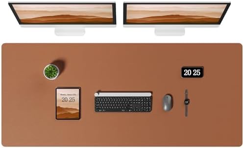 Aothia Leather Desk Pad Protector, Office Desk Mat, Large Mouse Pad, Laptop Desk Pad, Non-Slip PU Leather Desk Blotter, Waterproof Desk Writing Pad for Office and Home (Brown, 55" x 24") by AothiaSimpleNaturalUnique