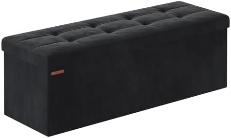 SONGMICS Storage Ottoman Bench, 43.3 Inches Velvet Foldable Foot Rest by SONGMICSbySONGMICSHOME