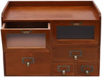 Desktop Organizer with 6 Drawers, Tabletop Drawer Cabinet with Acrylic Door Wood Supplies Organizer Vintage Desk Storage Drawers Brown for Living Room Office - Image 5