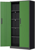 Greenvelly Metal Garage Storage Cabinet, 72" Tall Steel Storage Cabinets with Doors and Adjustable Shelves, Metal Tool Cabinets, Locking File Cabinet for Home Office, Garage, School (Black&Green) by Greenvelly