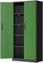 Greenvelly Metal Garage Storage Cabinet, 72" Tall Steel Storage Cabinets with Doors and Adjustable Shelves, Metal Tool Cabinets, Locking File Cabinet for Home Office, Garage, School (Black&Green) by Greenvelly