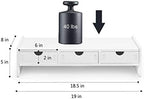 valen Monitor Stand Riser, Computer Laptop Riser Shelf with 3 Organizer Drawers (White, 19.5" L x 7.5" W x 4.7" H) (White) - Image 6