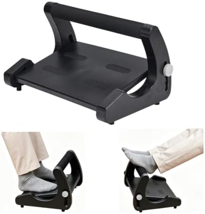 Foot Rest for Under Desk at Work, Non-Slip Wooden Under Desk Footrest, Ergonomic Foot Stools for Office Home (Black B, OneSize) by Unknown