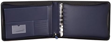 2Fold Zippered Business Checkbook Binder - 7 Ring Binder for Business Checks with Built-in Organizer and Card Case - PU Leather Portfolio for up to 600 3-Up Checks (Blue) - Image 5
