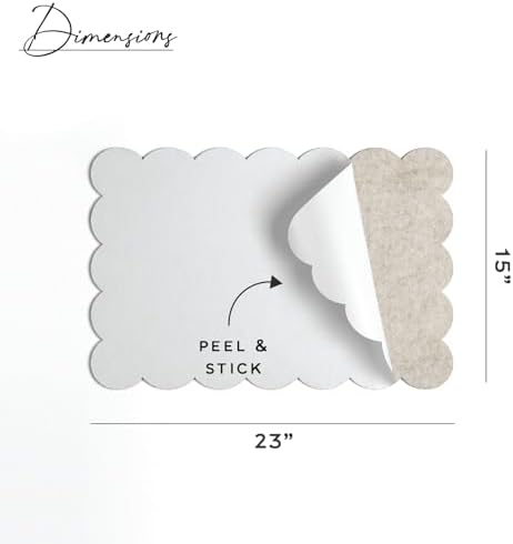 Orelle Scalloped Felt Bulletin Board | 23 x 15” | Foldable Peel and Stick Felt Board for Wall | Alternative Cork Board for Office, Message Board, Kids Art Display | Beige - Image 3