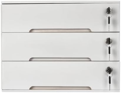 3 Drawer Wooden Desktop Storage Box with Lockable Drawers, Office Supplies Receipt File Organizer, Flat File Cabinet for Office by EcoTypee