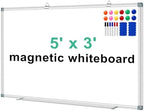 H-Qprobd White Board Dry Erase Boards for Wall 5' x 3' Magnetic Whiteboard - 60"x36" Aluminum Presentation Large Whiteboard with Long Pen Tray, 6 Markers, 2 Erasers &12 Magnets by H-Qprobd