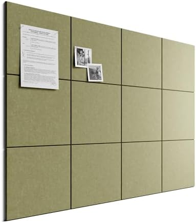 Bumusty 48"x 36" Large Felt Bulletin Board Tiles, Olive Green by BUMUSTY