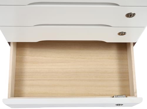 Wooden Desk Organizer with Lockable Drawers, 4-Tier Countertop Storage Cabinet File Cabinet Jewelry Organizer Home Office Supplies Organization Unit (Walnut&White-4 Lock) - Image 7