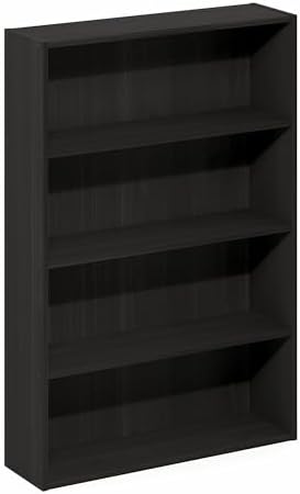Furinno Basic Book Shelf, 4-Tier Bookcase with Open Shelf, Bookshelf, Cube Storage Organizer, 6 x 24 x 35, for Living Room, Bedroom, Home Office, Espresso - Image 5