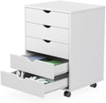 Mobile File Cabinet Under Desk, 5 Drawer Storage Organization with Wheels, Vertical Filing Chest Rolling Wood Small Desk Printer Stand for Home Office by HAPPYMONTLLC