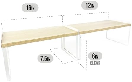 Mitus Stacking Wood Shelf Organizer, Counter Cabinet Storage Rack, Set of 2 - Image 3