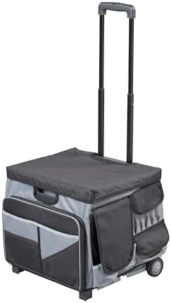 Folding Mobile Utility Cart, Canvas Organizer Bag, Black/Grey by SAVVYProductsbySVYP
