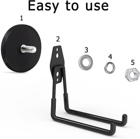 Large Strong Magnetic Hooks,Heavy Duty Magnet Hook, Black Magnetic Garage Hook for Metal Cabinet Pegboard Garage Warehouse Shelve,Heavy Duty Storage Magnetic Utility Hooks (2 Pack) - Image 2