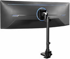 VIVO Clamp-on Single Ultra Wide Monitor Desk Mount, Low Profile Heavy Duty Adjustable Stand for 1 Ultrawide Screen up to 57 inches, 59.4 lbs Capacity, Black, STAND-V157C by VIVO