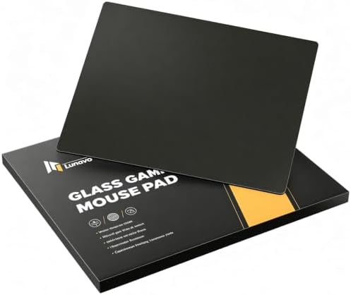 Glass Gaming Mouse Pad, 5.0 Nano Etched Surface, Custom PU Non Slip Base, Esports Level Speed & Precision, Tempered Glass, Waterproof & Durable, 410mm*310mm Multi-Use Sizes (Black) by Unknown