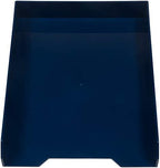 JAM PAPER Stackable Paper Trays - Navy Blue - Desktop Document, Letter, & File Organizer Tray - 2/Pack (Pack of 3) - Image 2