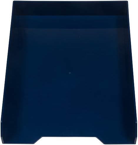 JAM PAPER Stackable Paper Trays - Navy Blue - Desktop Document, Letter, & File Organizer Tray - 2/Pack (Pack of 3) - Image 2