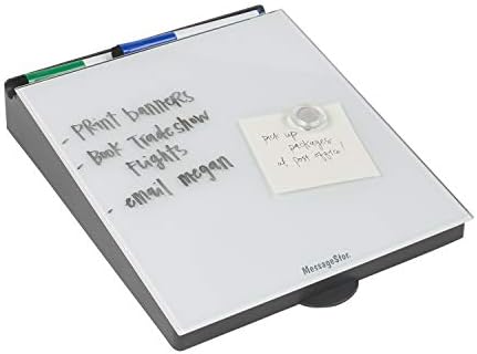 ECR4Kids MessageStor Dry-Erase Glass Board Memo Station, Desk Organizer, White by ECR4Kids